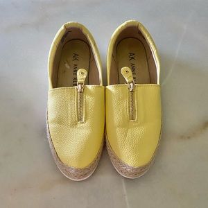 Anne Klein Platform Espadrille Slip On Leather Shoes